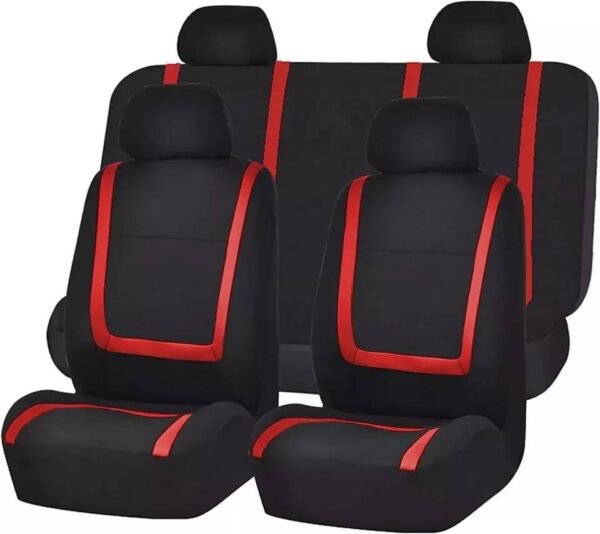 Red and black fabric seat cover 9PCS - Image 2