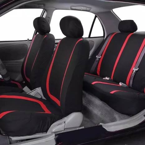 Red and black fabric seat cover 9PCS - Image 3